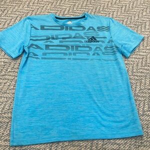 Adidas boys size Large 14/16 Tshirt blue jersey dry fit material